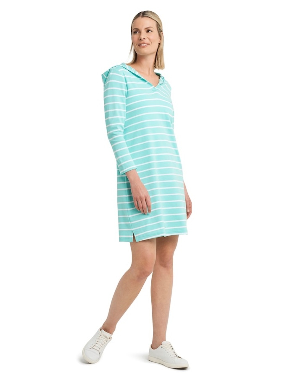 Isaac Mizrahi Essential Pima Cotton French Stripe Hoodie Dress Size XS